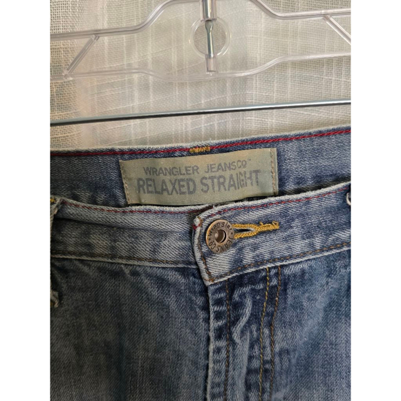 Men's Wrangler Relaxed Straight Jeans Blue 36x30 - Picture 7 of 10